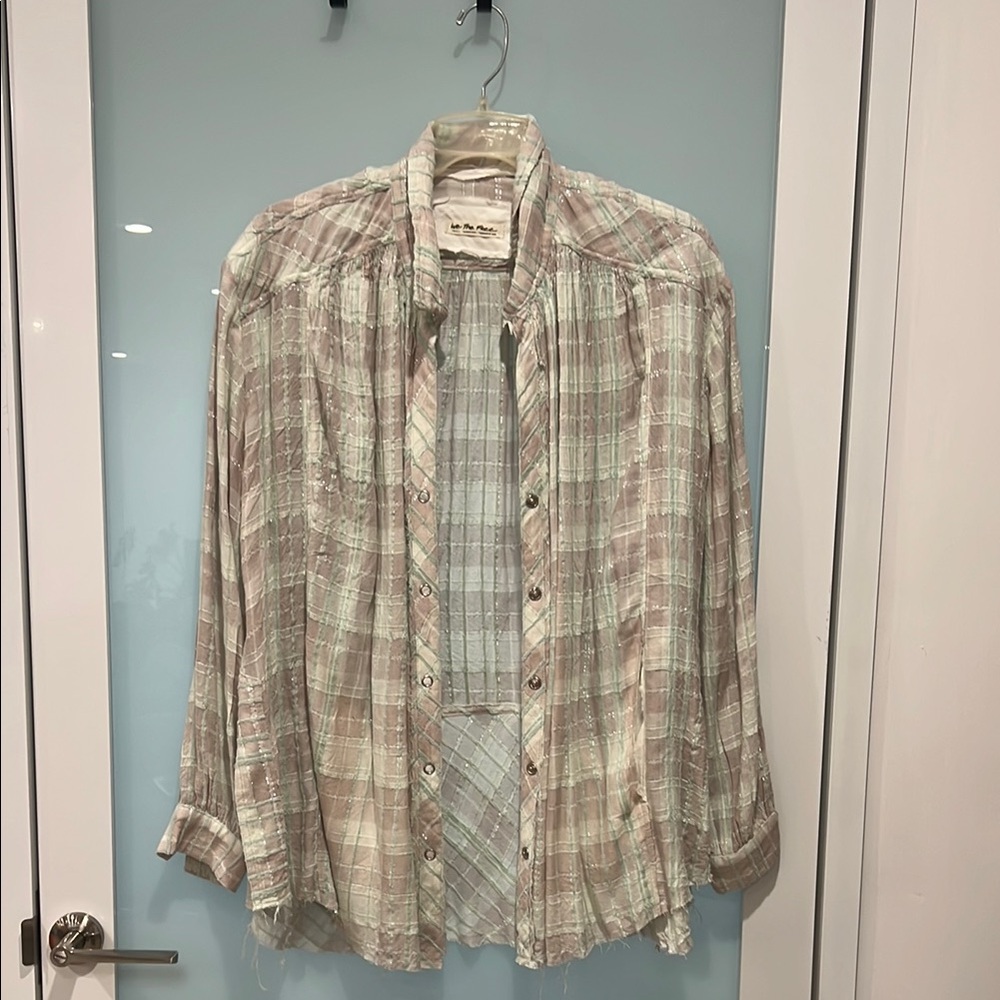 Free people Pastel Plaid Shirt. Size small. Excellent condition.
